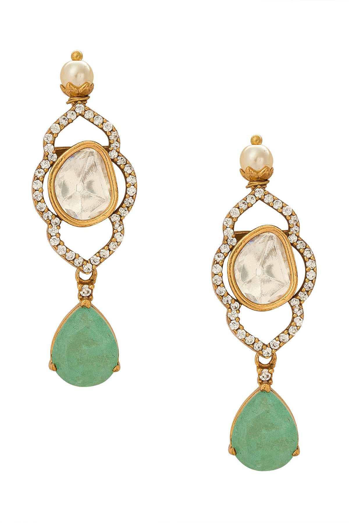 Mint Brass Necklace & Earring Set 
