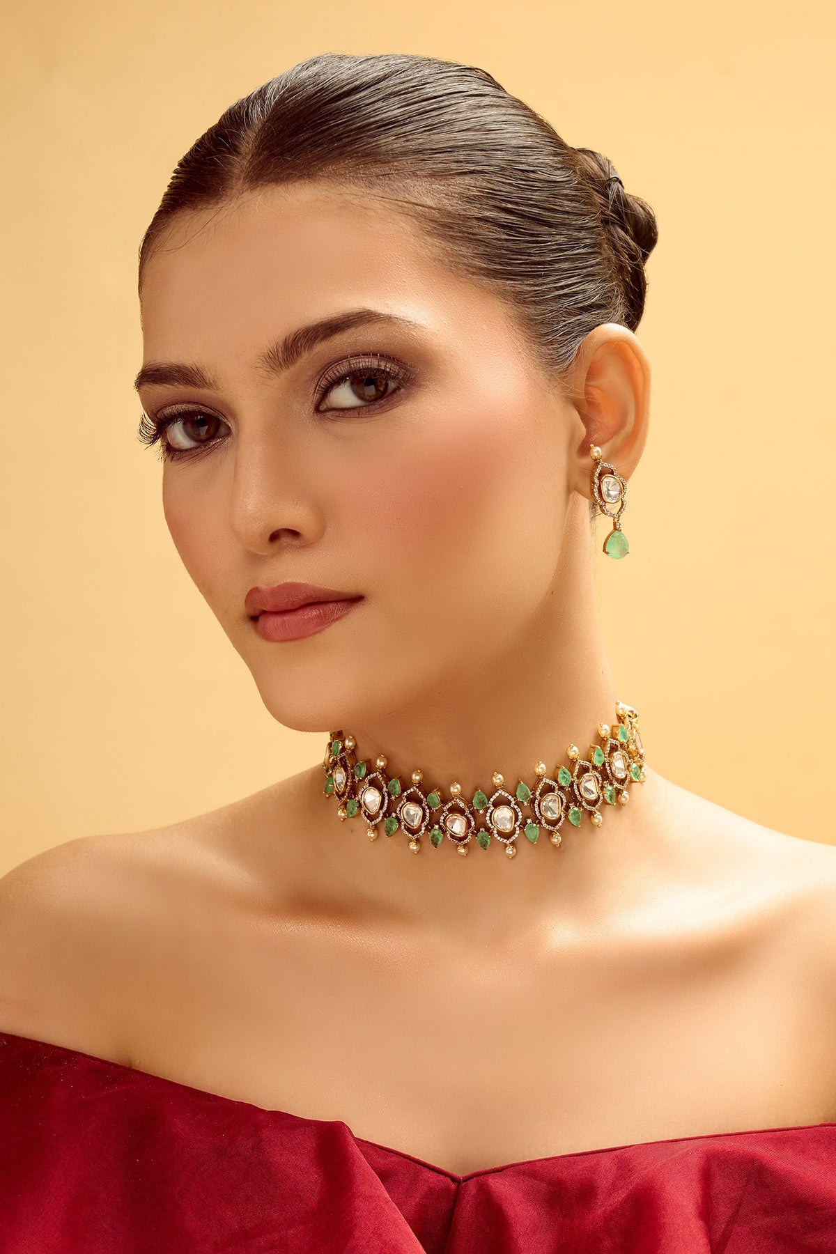 Mint Brass Necklace & Earring Set 