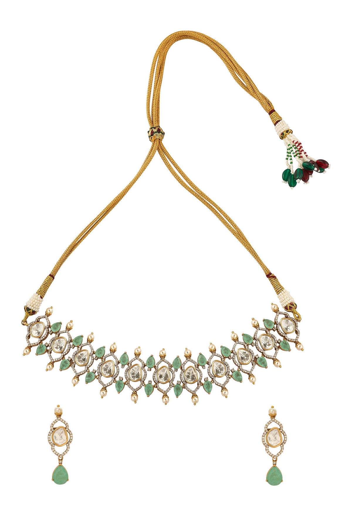 Mint Brass Necklace & Earring Set 
