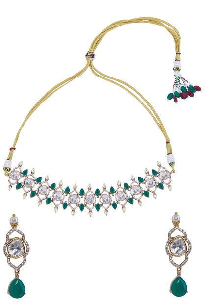 Green Brass Necklace & Earring Set 