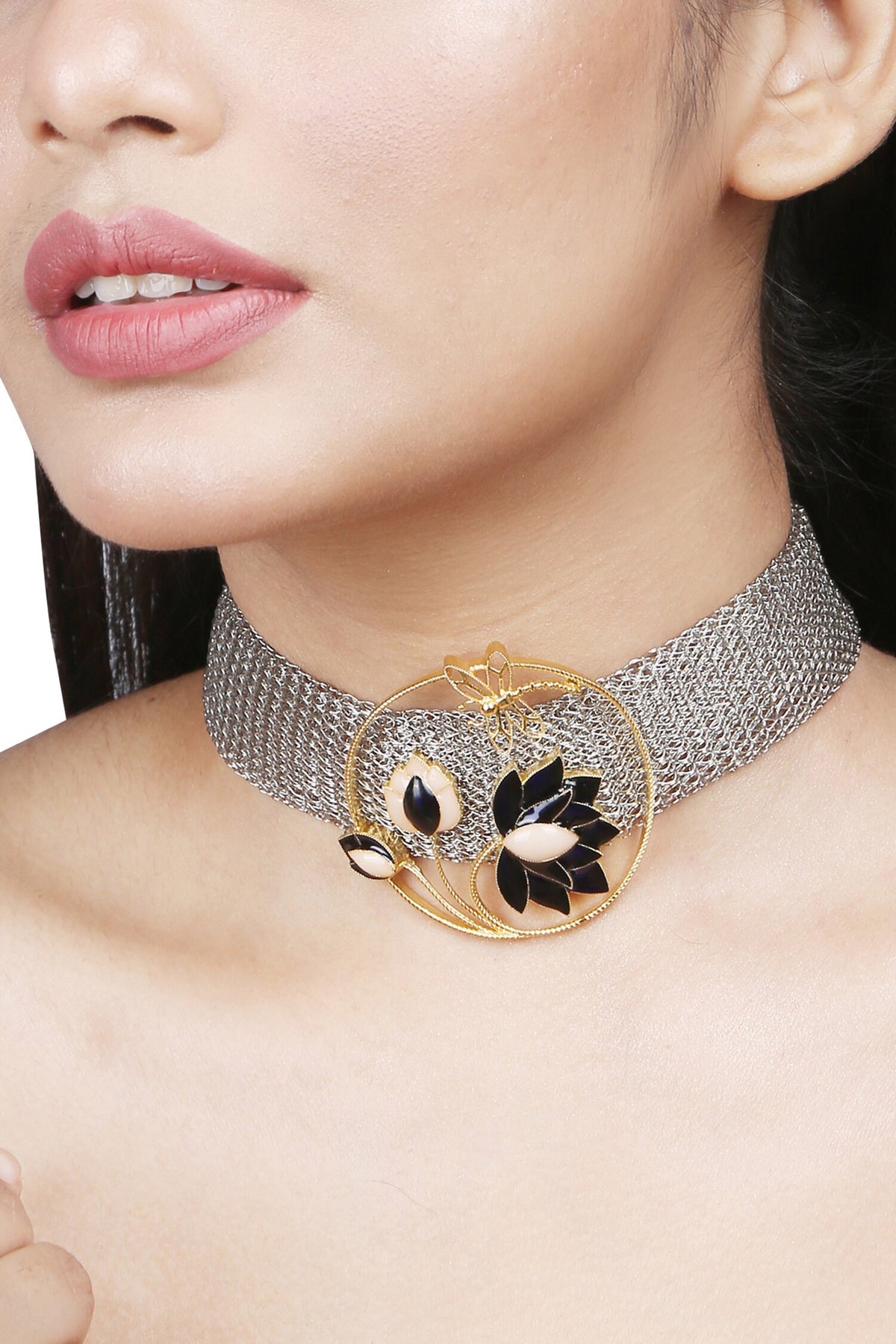Ethereal Midnight Weave Lotus Choker 
