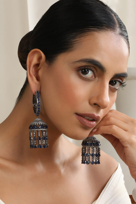 Blue Zirconia Jhumka Earrings 