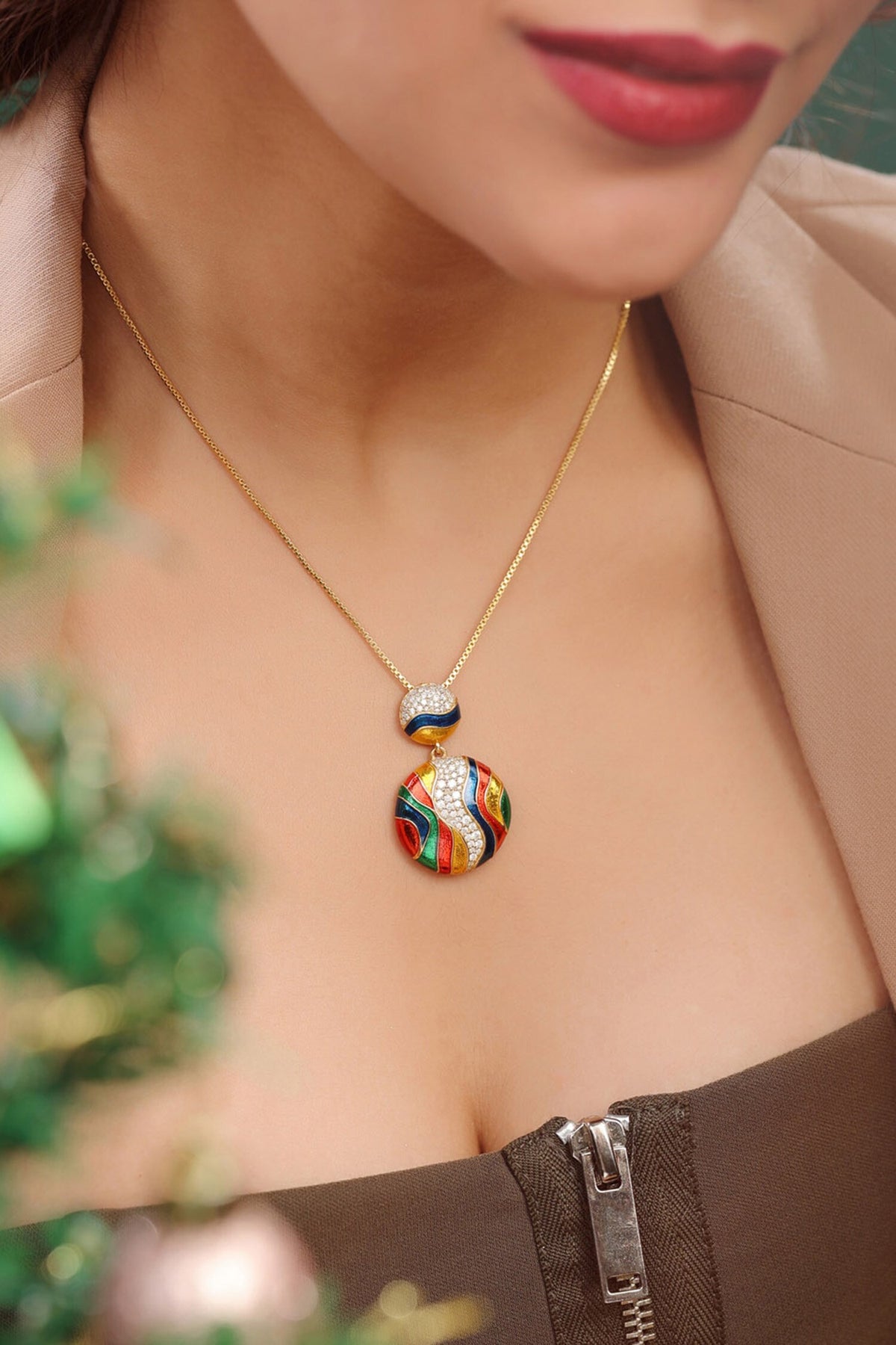 Colorful Moissanite Pendant Necklace 