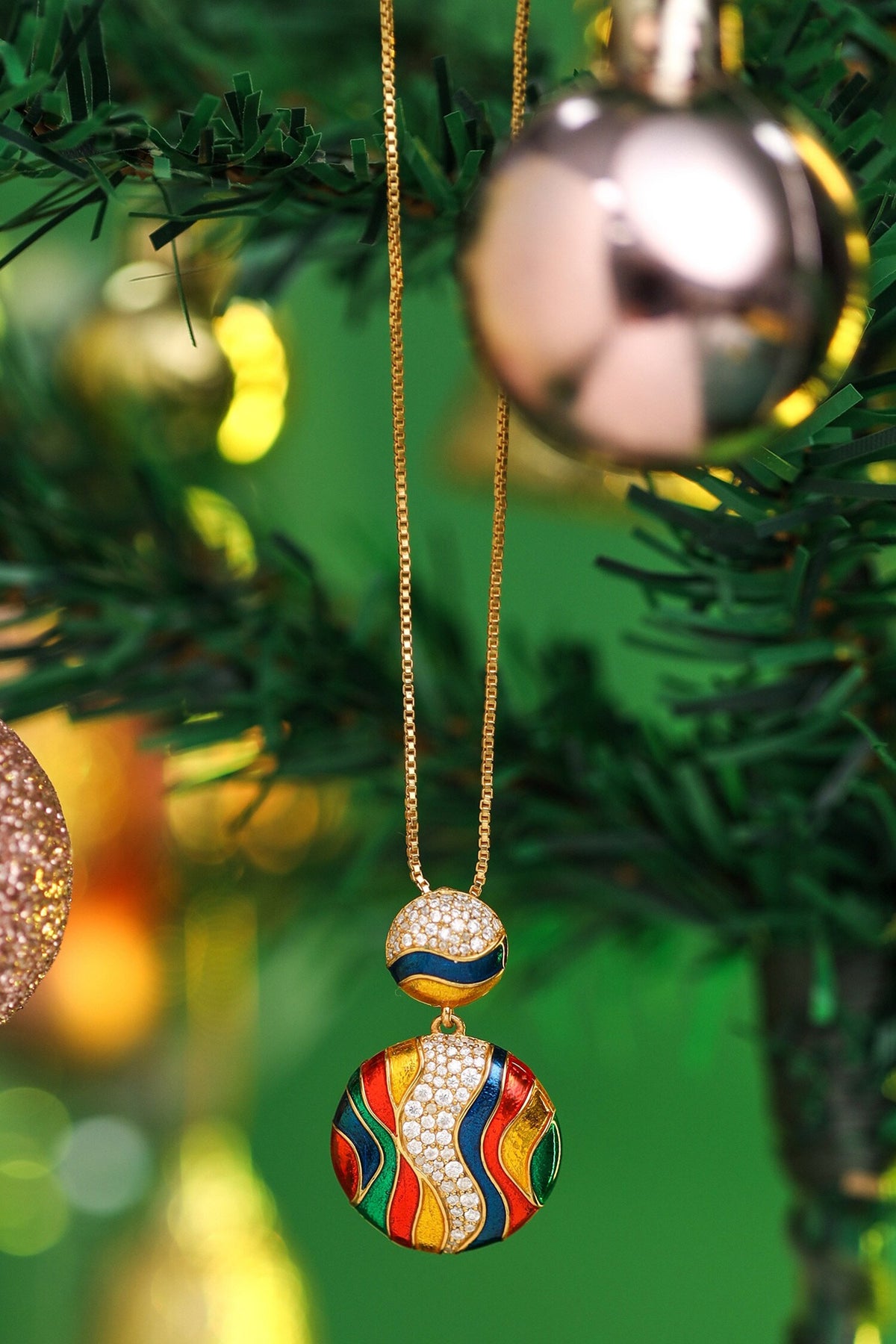 Colorful Moissanite Pendant Necklace 