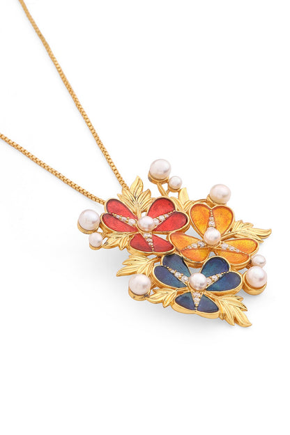 Floral Moissanite Pendant Necklace 