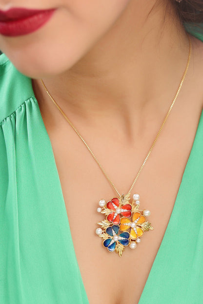 Floral Moissanite Pendant Necklace 