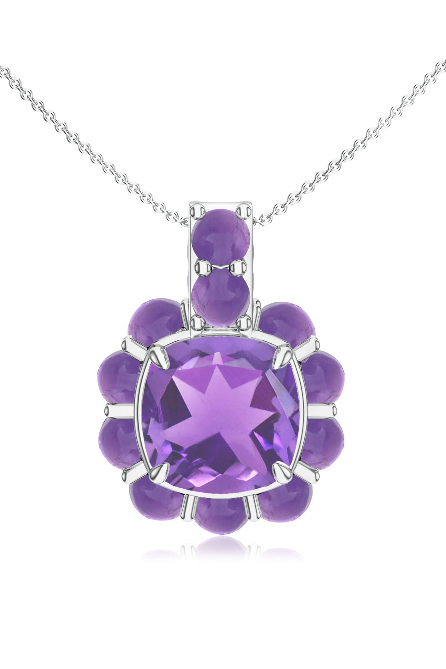 Amethyst Sterling Silver Pendant Necklace 