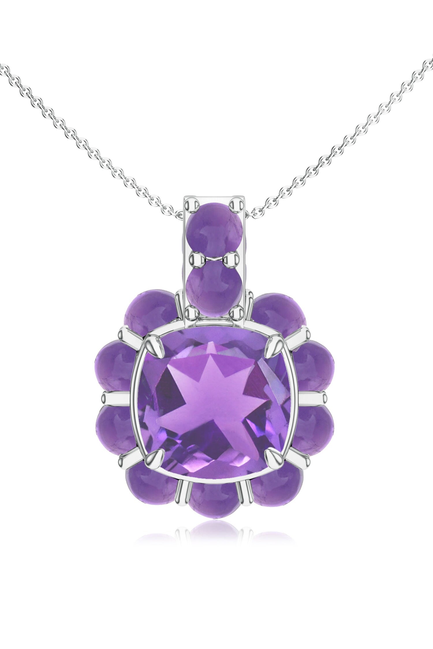 Amethyst Sterling Silver Pendant Necklace 