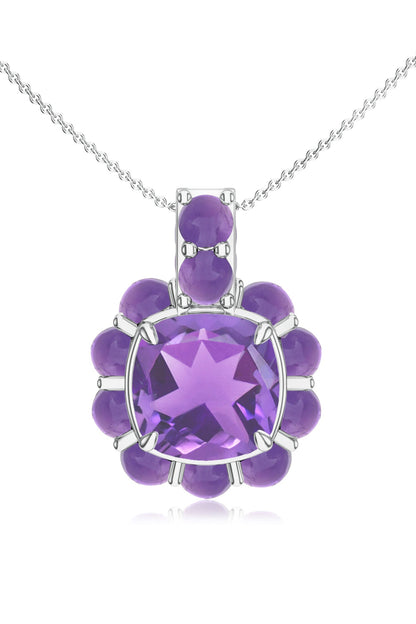 Amethyst Sterling Silver Pendant Necklace 