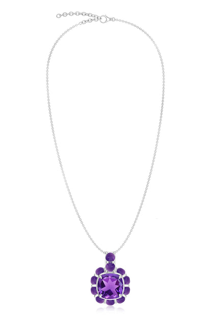 Amethyst Sterling Silver Pendant Necklace 