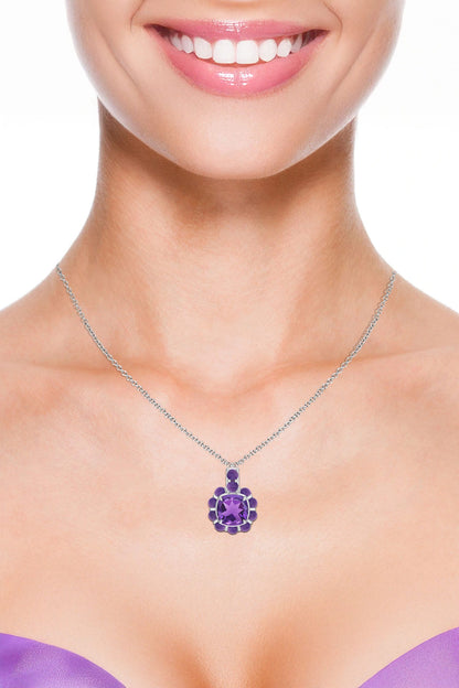 Amethyst Sterling Silver Pendant Necklace 