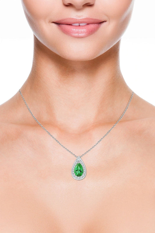 Green Amethyst Sterling Silver Pendant Necklace 