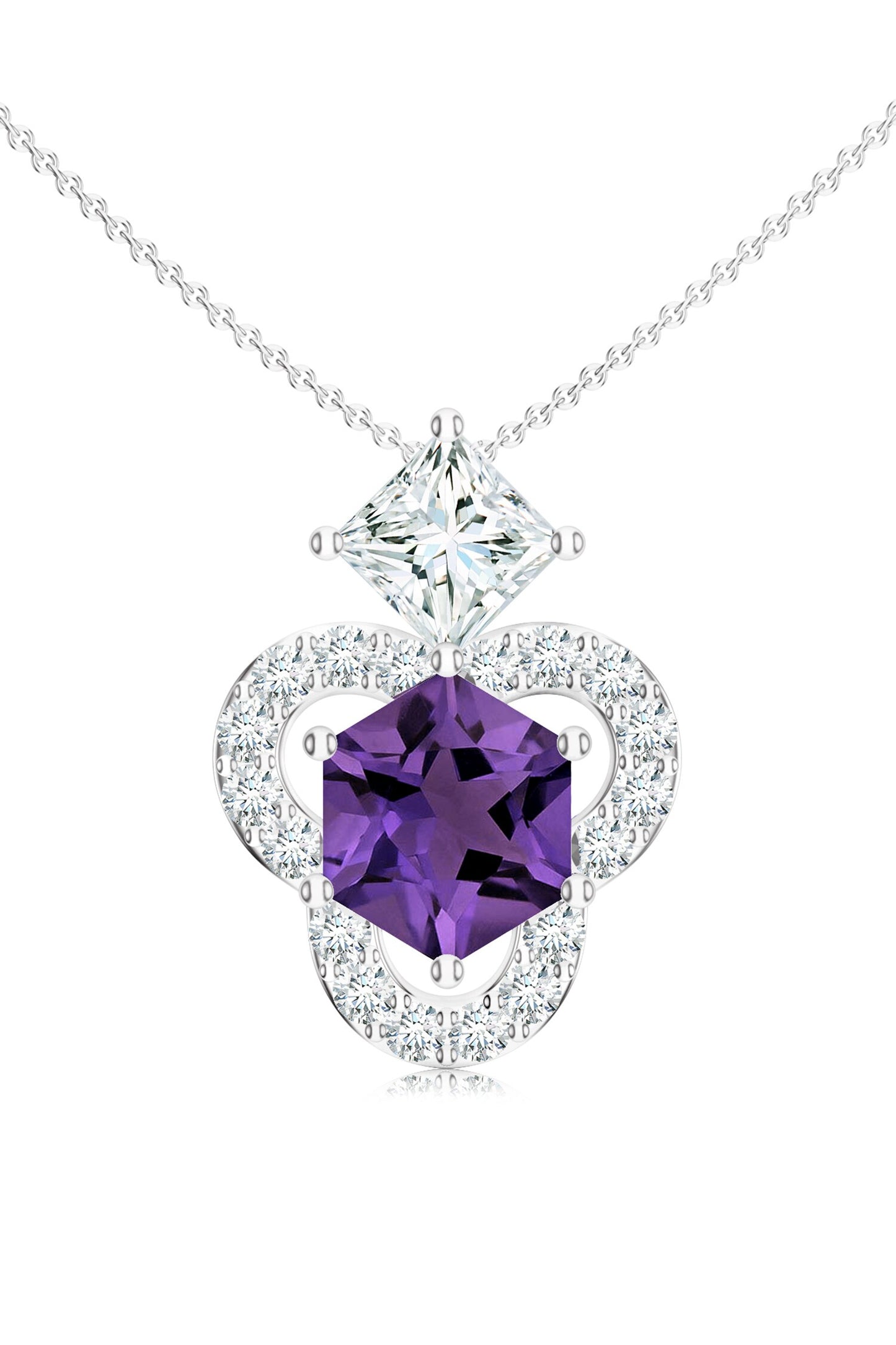 Amethyst Moissanite Pendant Necklace 