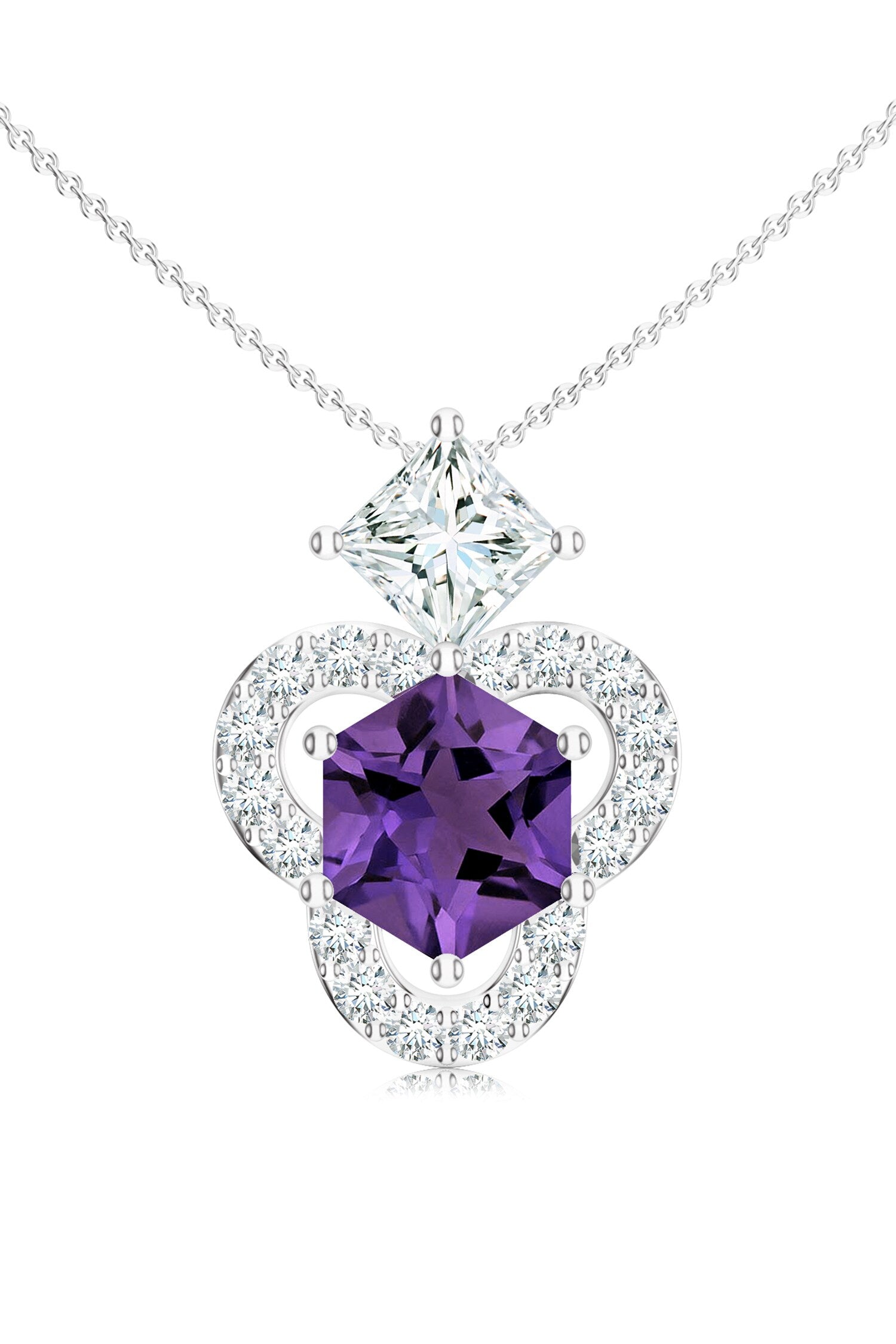 Amethyst Moissanite Pendant Necklace 