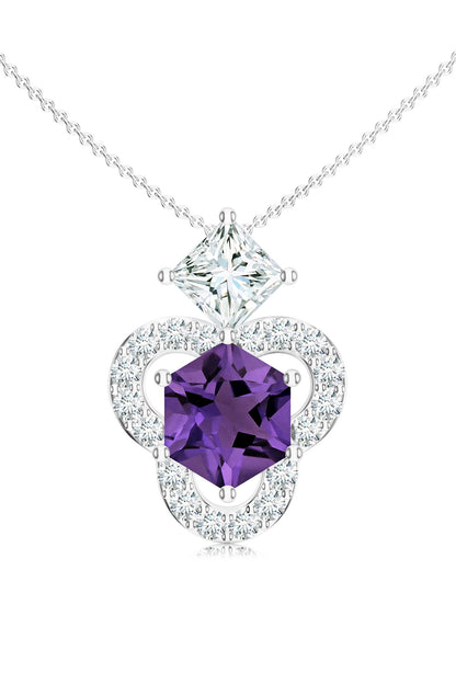 Amethyst Moissanite Pendant Necklace 