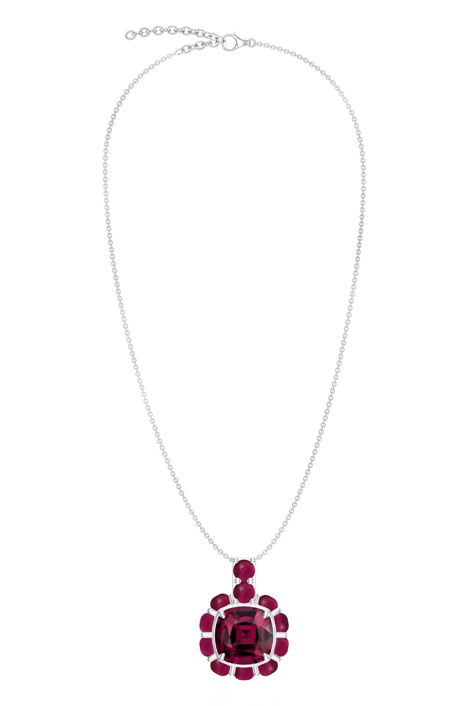 Silver Garnet Pendant Necklace 