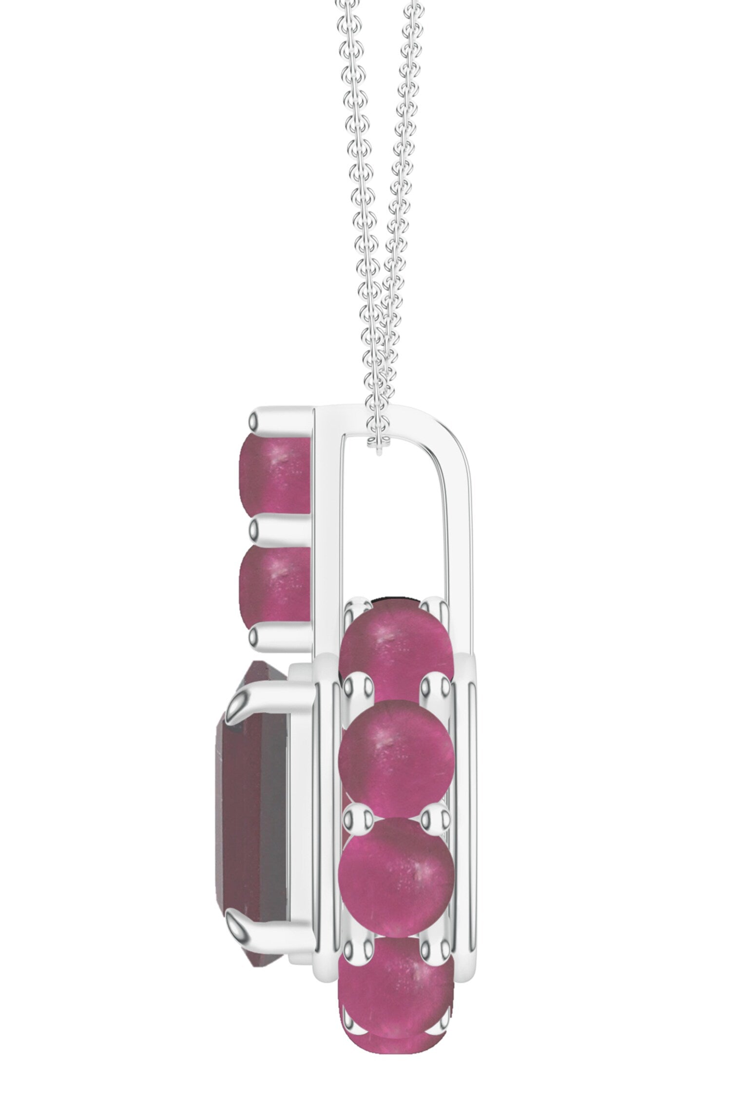 Silver Garnet Pendant Necklace 