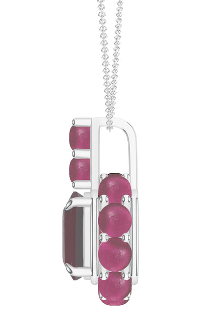 Silver Garnet Pendant Necklace 