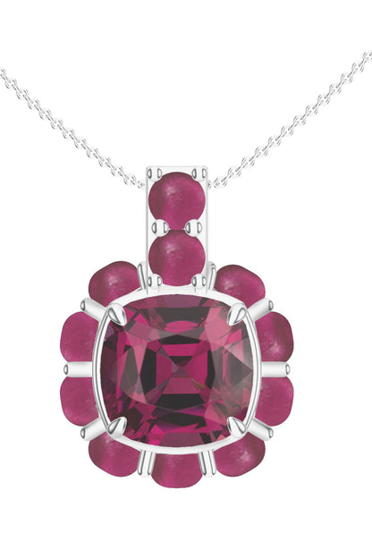 Silver Garnet Pendant Necklace 