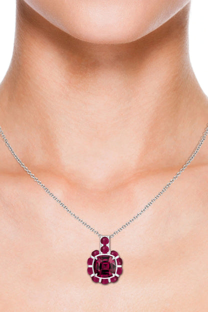 Silver Garnet Pendant Necklace 