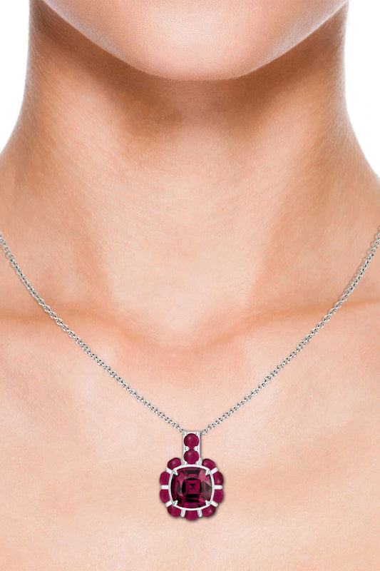 Silver Garnet Pendant Necklace 