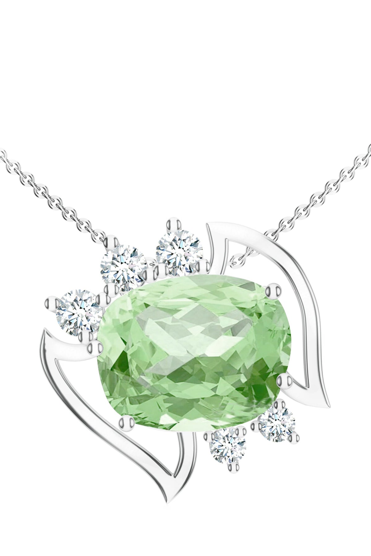 Designer Green Amethyst Pendant Necklace 