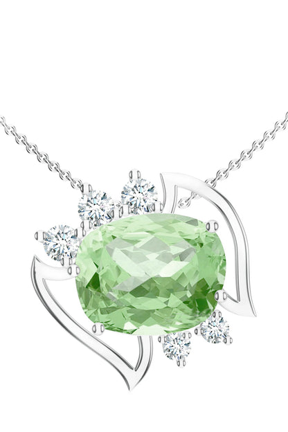Designer Green Amethyst Pendant Necklace 