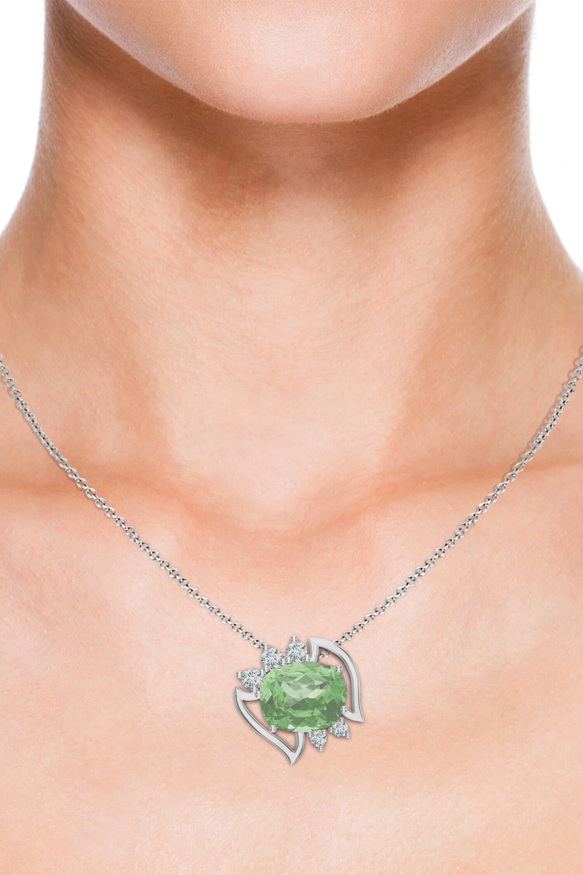 Designer Green Amethyst Pendant Necklace 