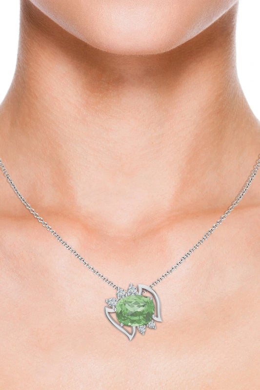 Designer Green Amethyst Pendant Necklace 