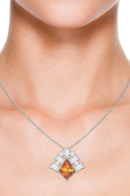 Contemporary Citrine Moissanite Pendant Necklace 