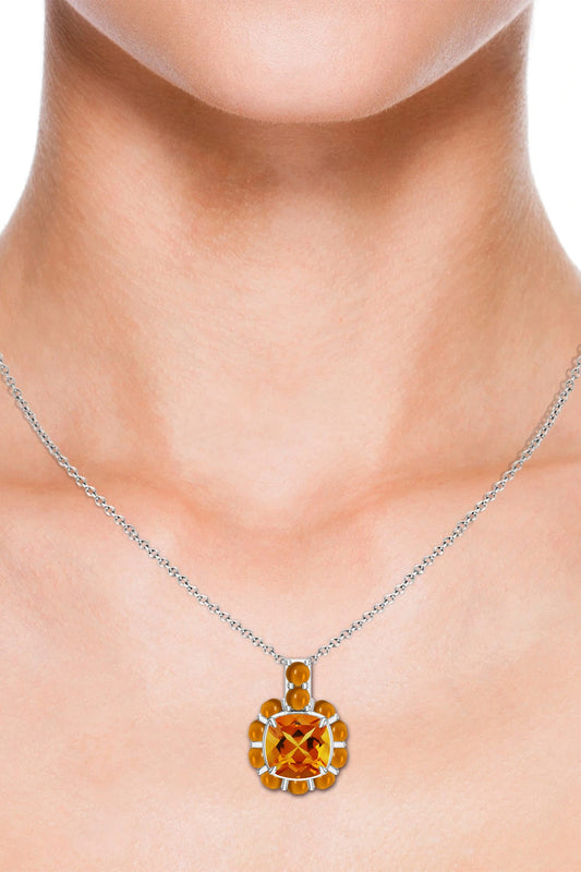 Contemporary Citrine Pendant Necklace 