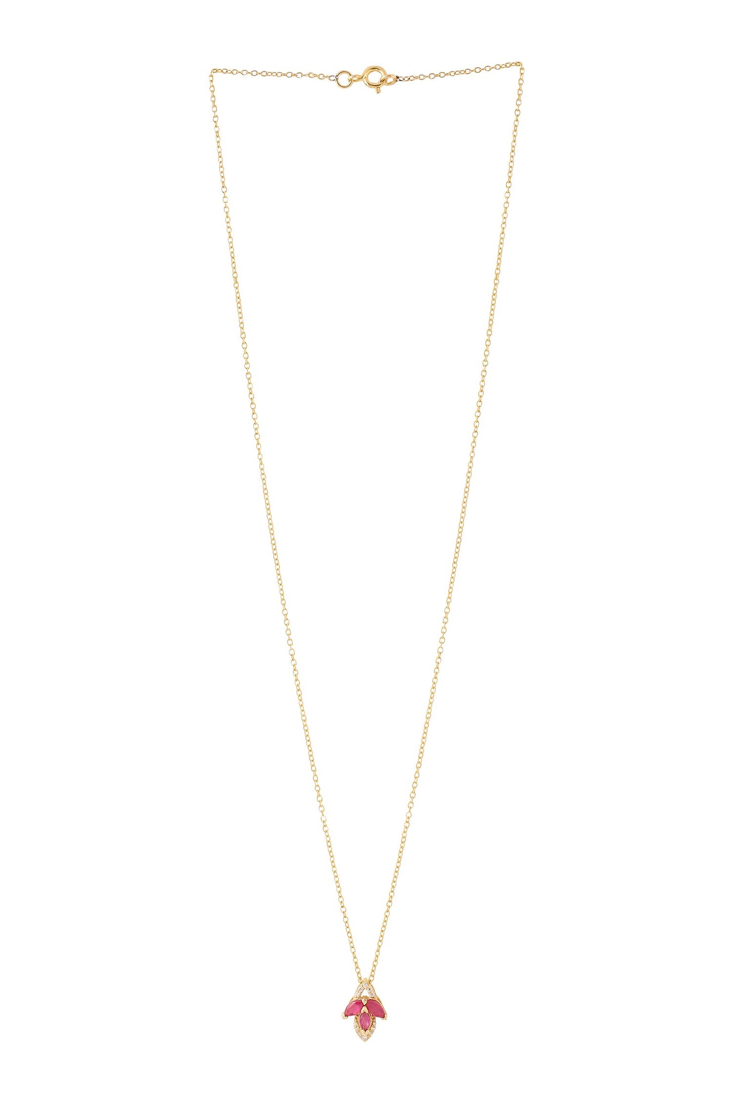Gold Moissanite Ruby Pendant Necklace 