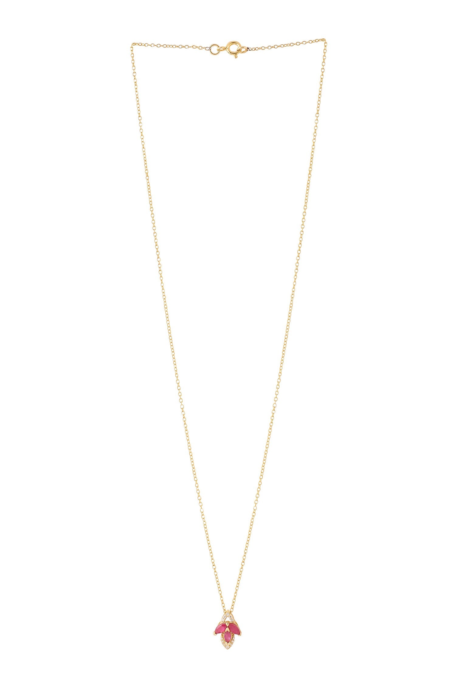 Gold Moissanite Ruby Pendant Necklace 