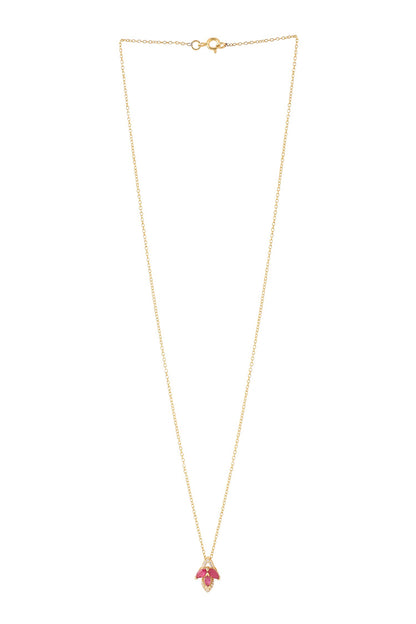 Gold Moissanite Ruby Pendant Necklace 