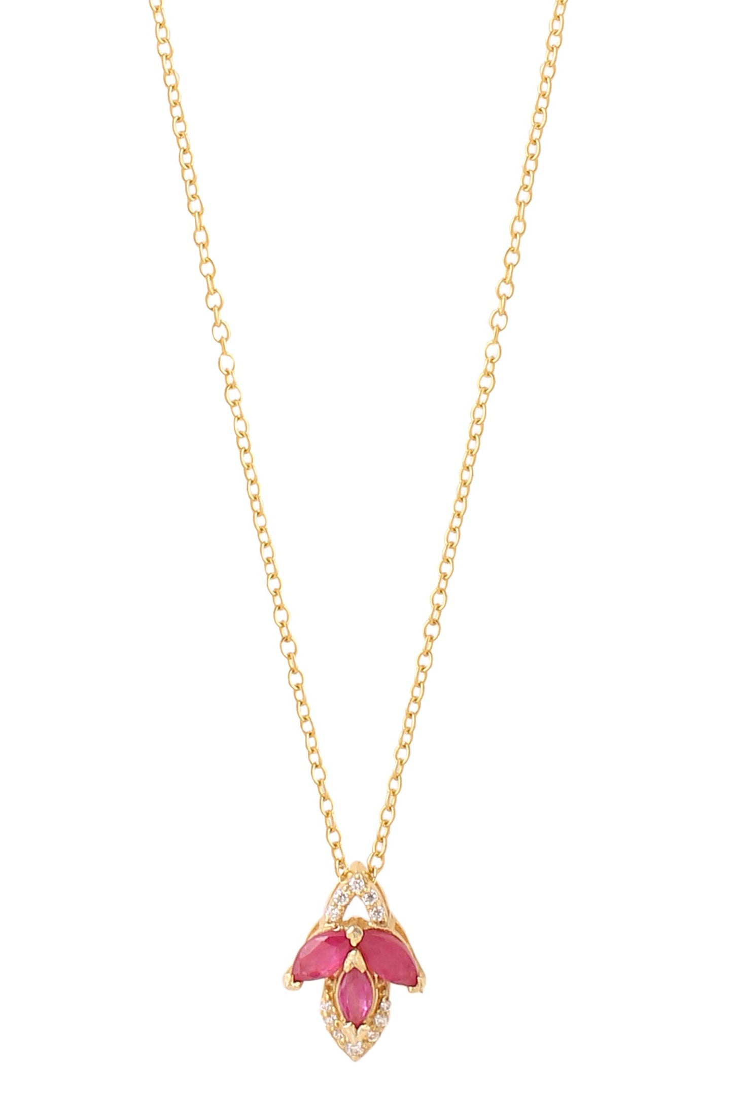 Gold Moissanite Ruby Pendant Necklace 
