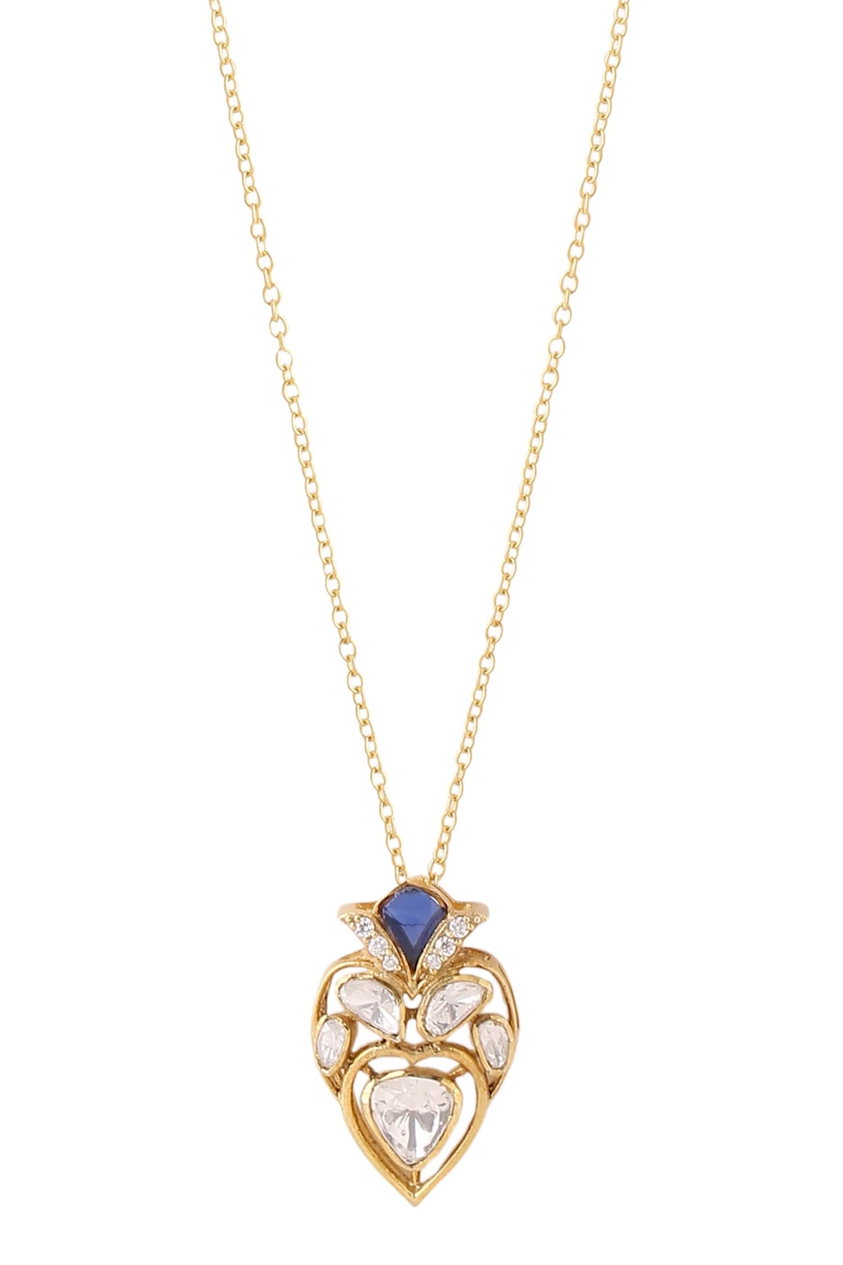 Gold Moissanite Heart Pendant Necklace 