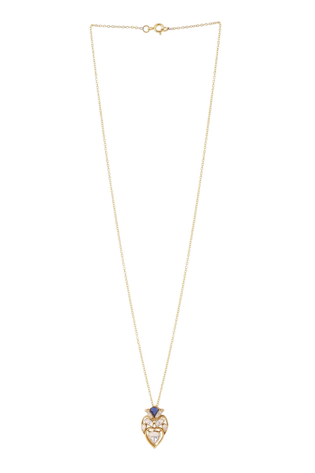 Gold Moissanite Heart Pendant Necklace 