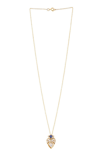 Gold Moissanite Heart Pendant Necklace 