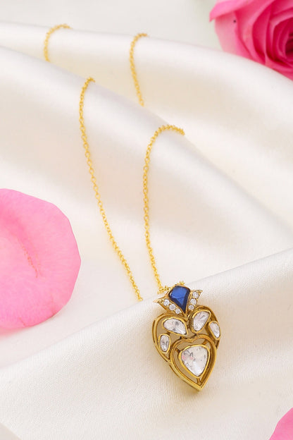 Gold Moissanite Heart Pendant Necklace 