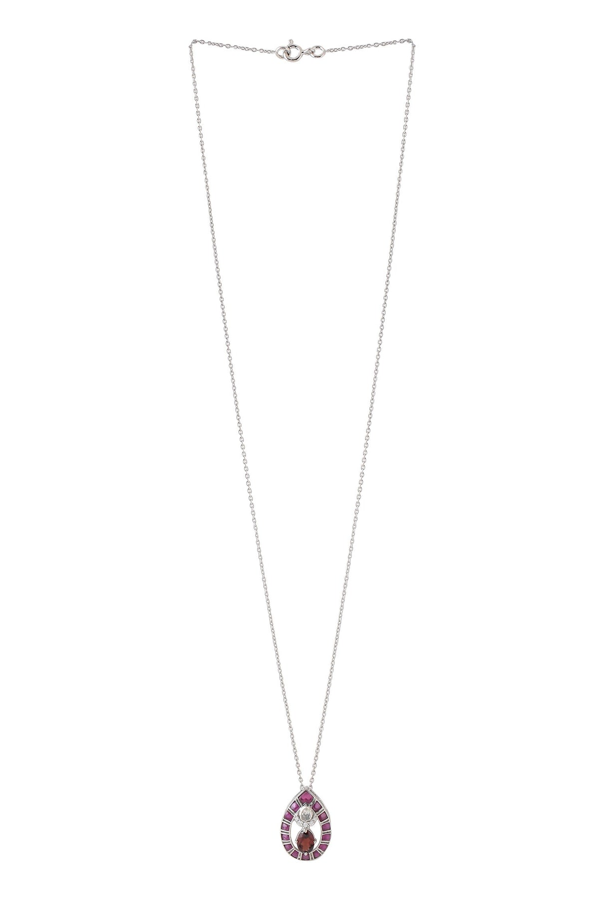 Garnet & Moissanite Pendant Necklace 