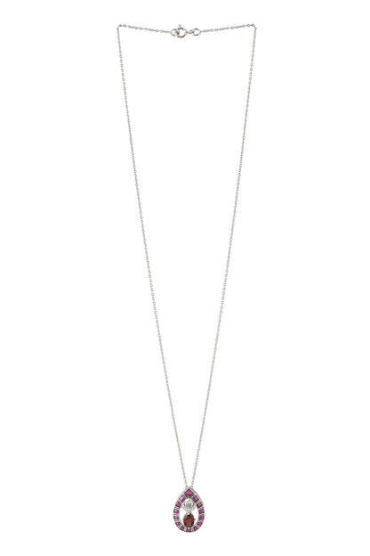 Garnet & Moissanite Pendant Necklace 