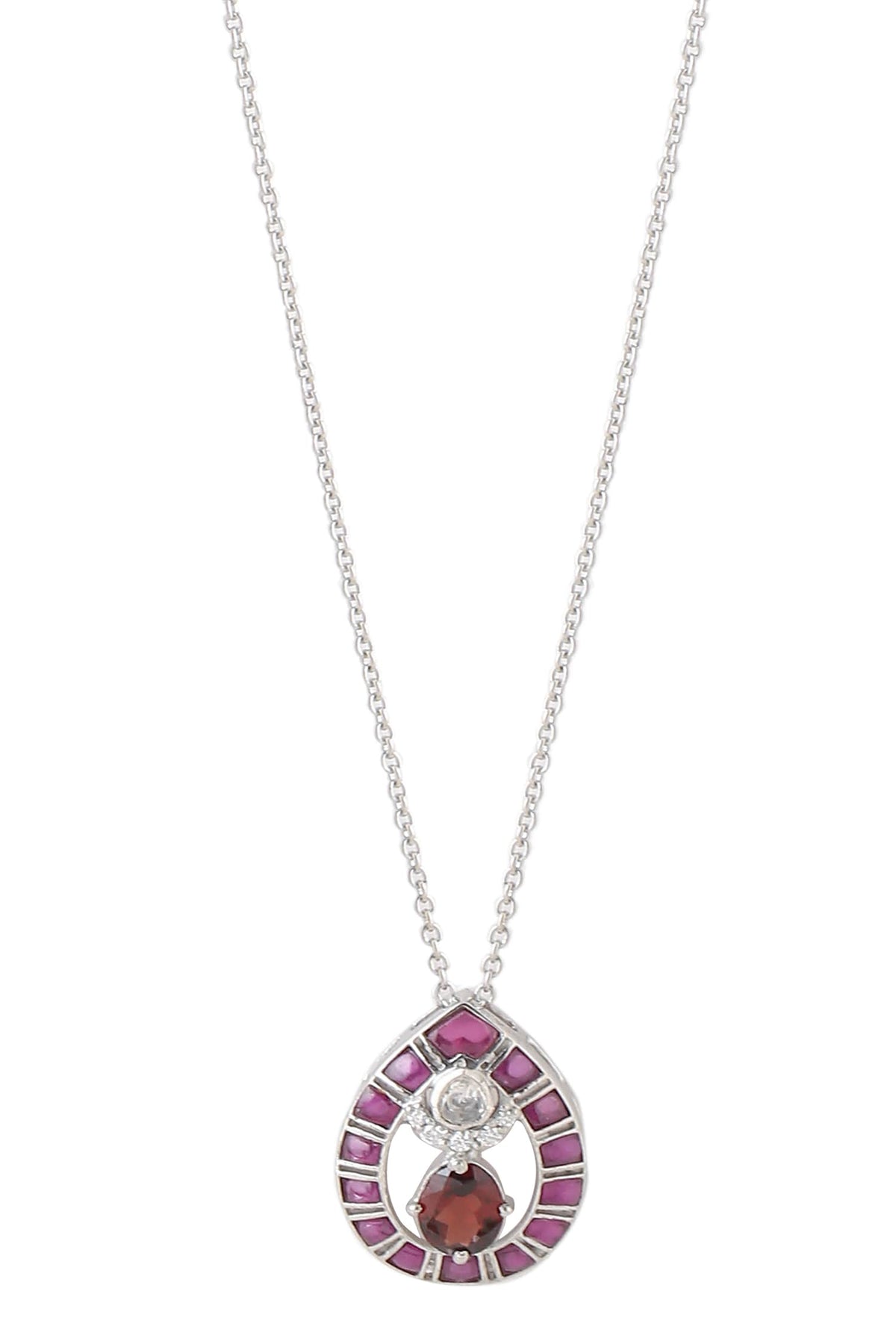 Garnet & Moissanite Pendant Necklace 