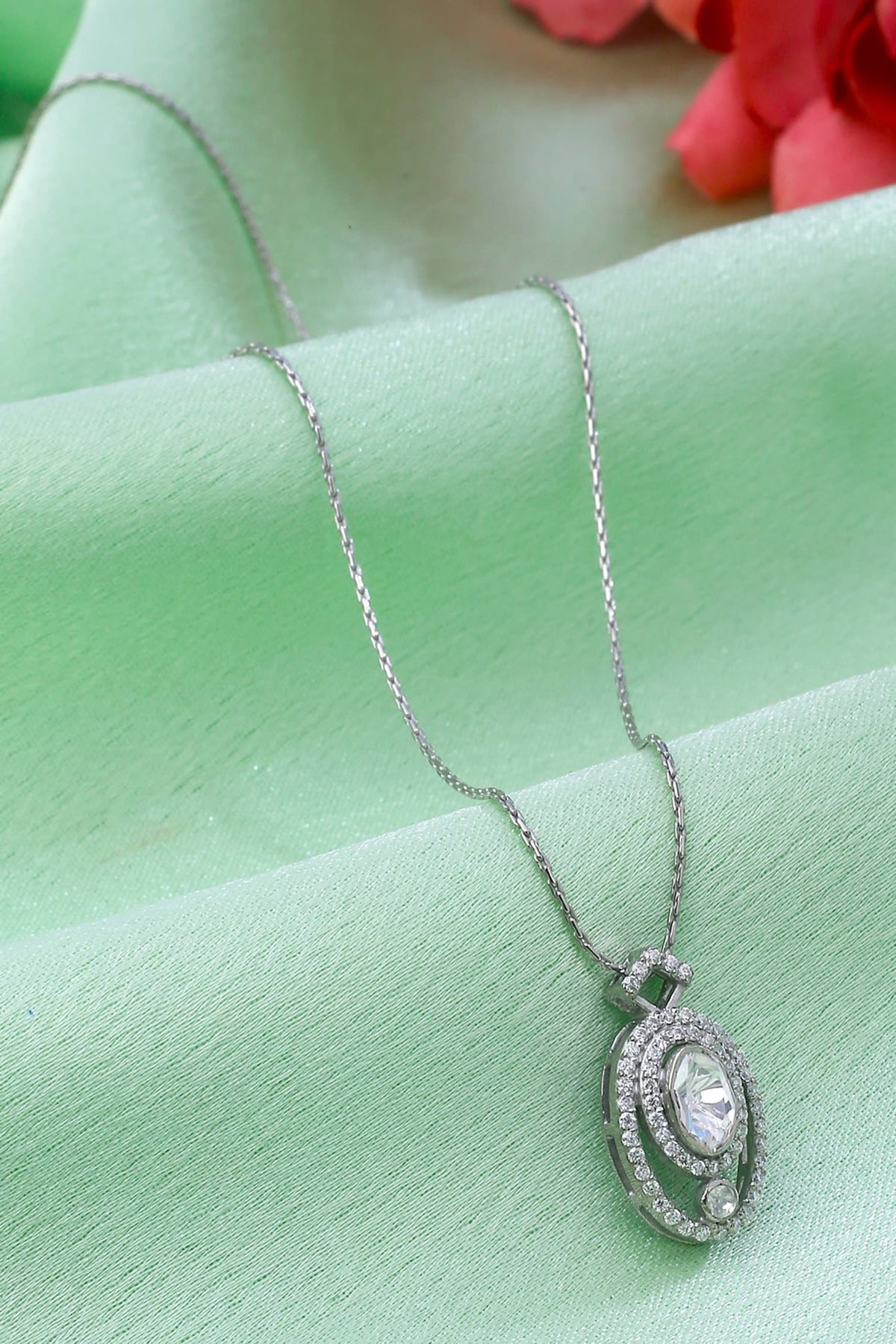 Moissanite Sterling Silver Pendant Necklace 