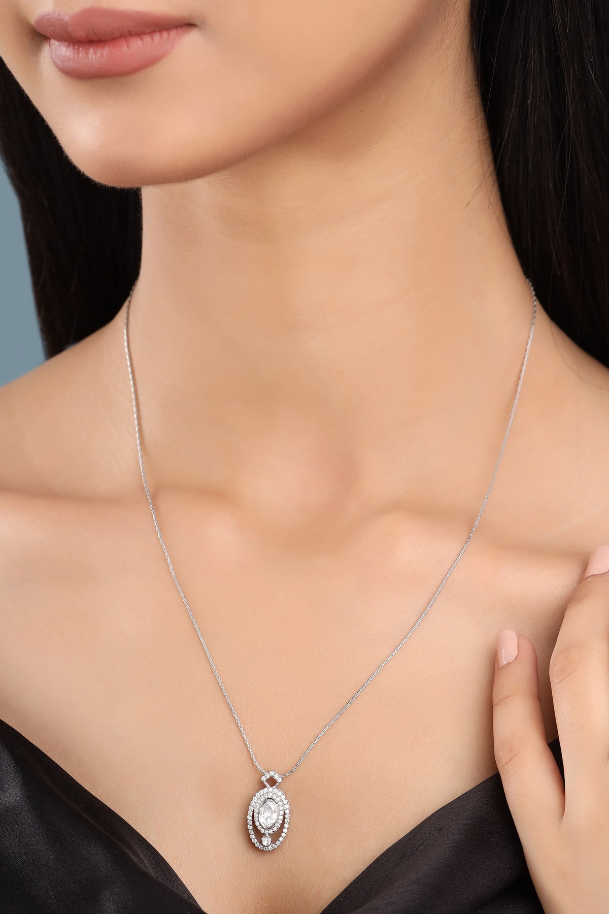 Moissanite Sterling Silver Pendant Necklace 