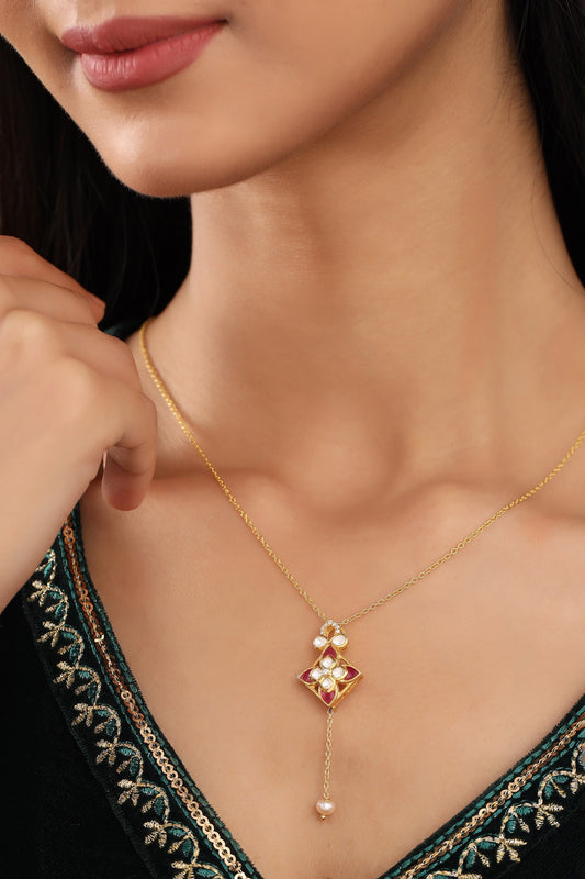 Gold Moissanite Pendant Necklace 
