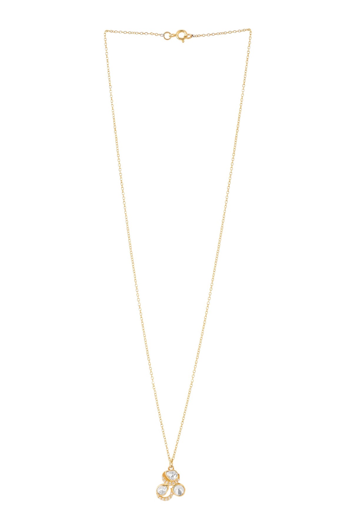 Gold Moissanite Polki Pendant Necklace 