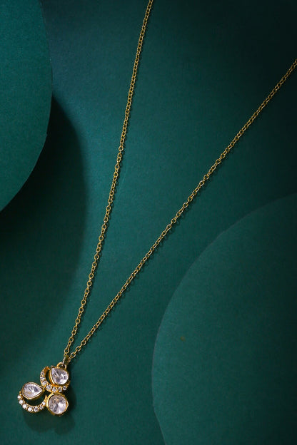 Gold Moissanite Polki Pendant Necklace 