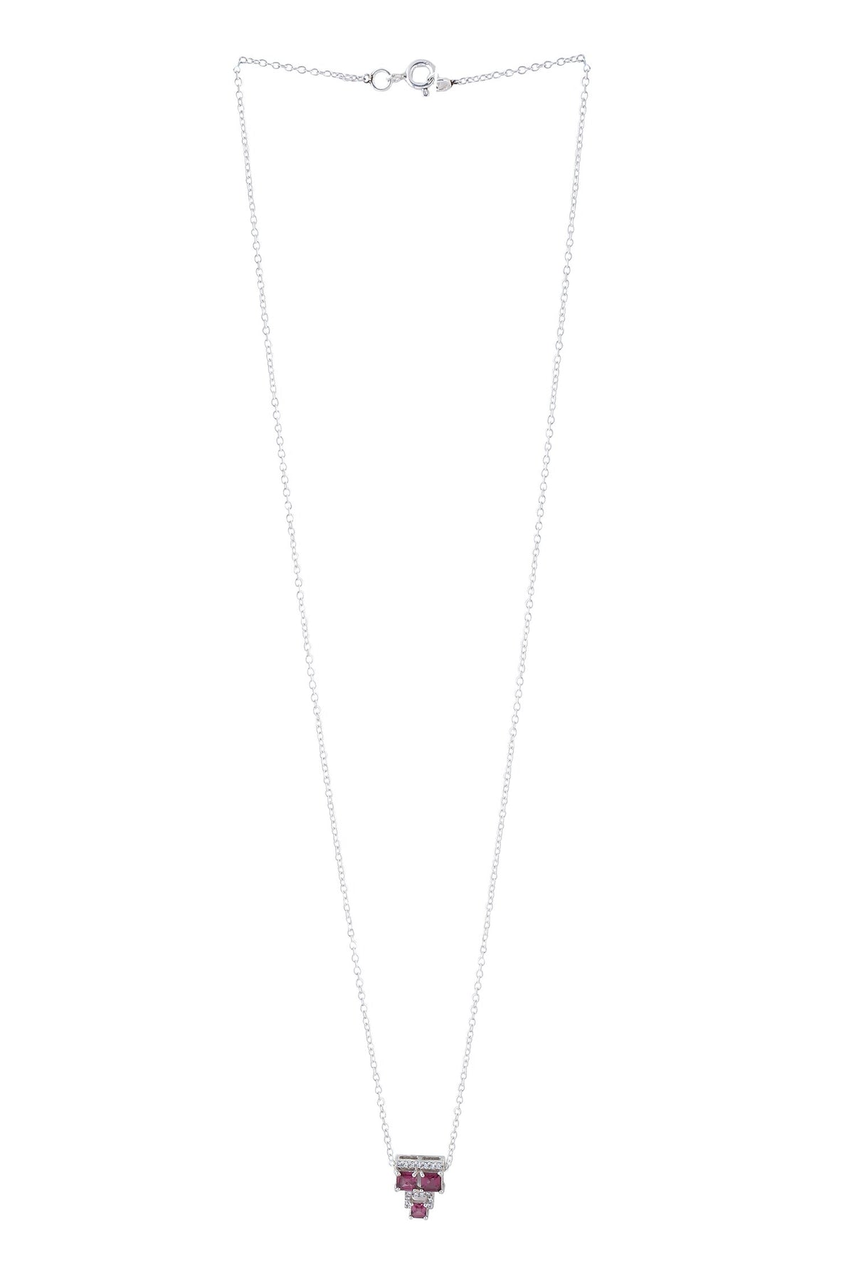 Contemporary Garnet Moissanite Pendant Necklace 