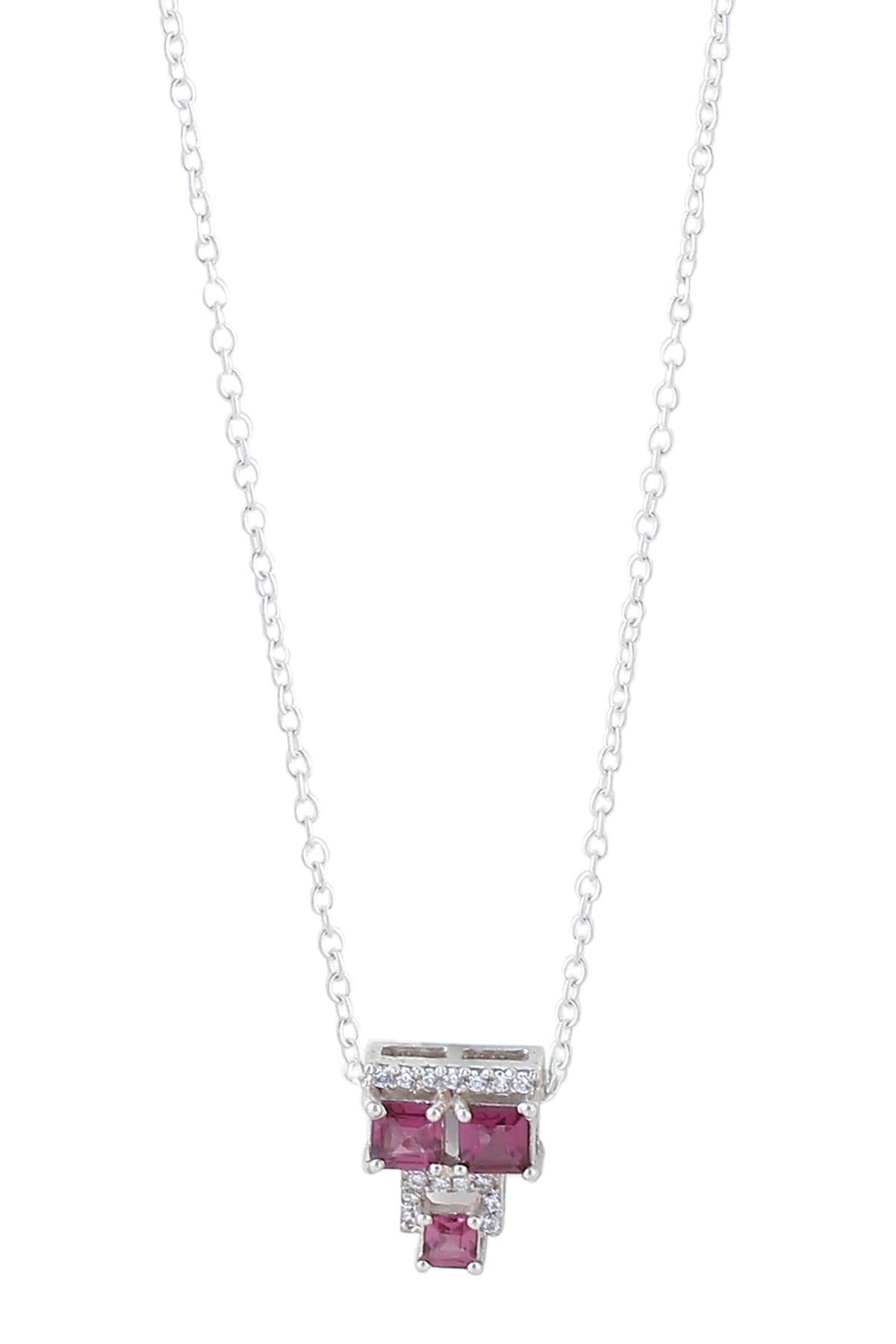 Contemporary Garnet Moissanite Pendant Necklace 