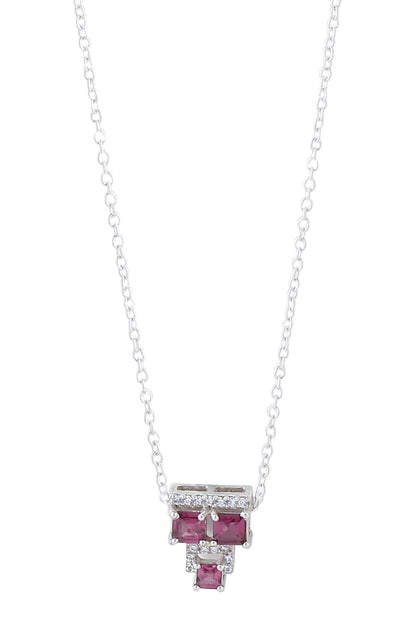 Contemporary Garnet Moissanite Pendant Necklace 